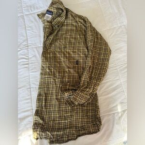 Patagonia Men's Casual Organic Cotton Button Down Shirt - Yellow Plaid